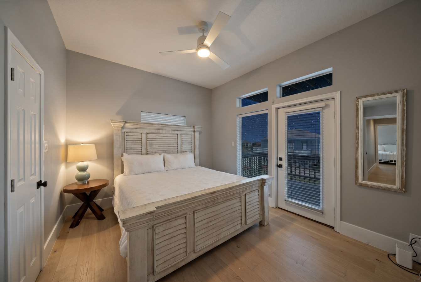 Rest easy in this inviting room with soft tones and natural light