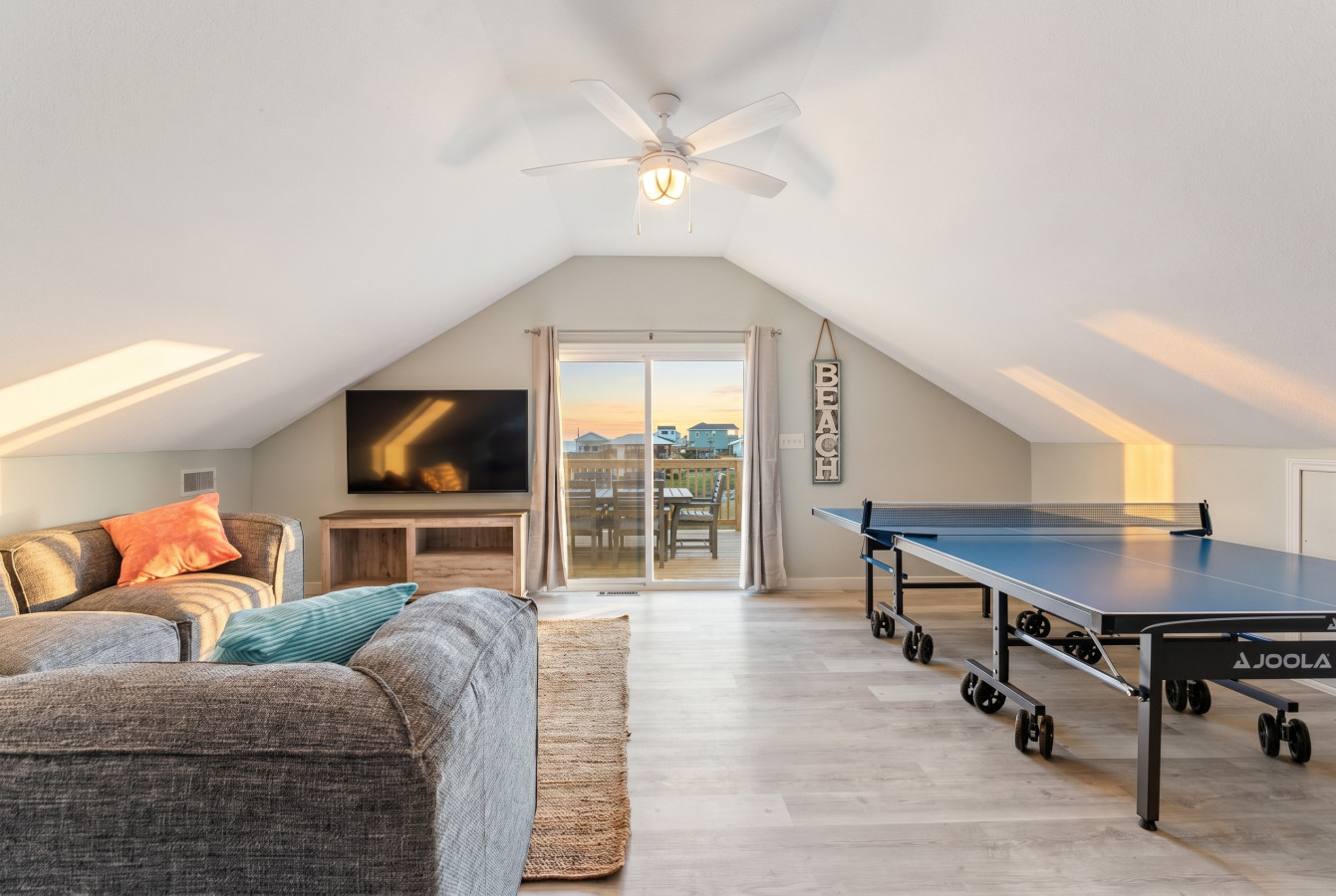 Enjoy this game room with a variety of games