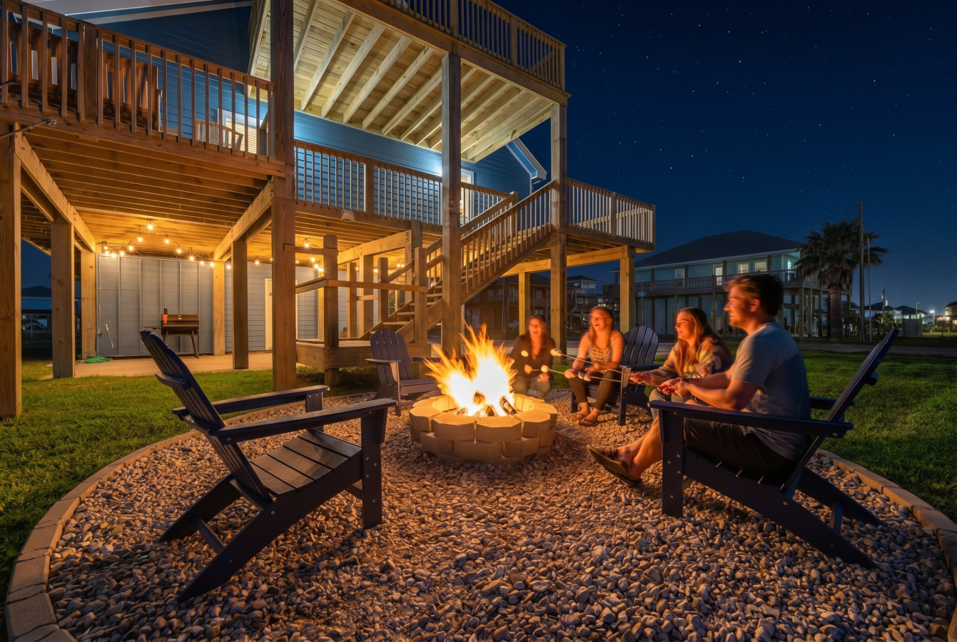 Enjoy s'mores & laughter by the crackling fire pit