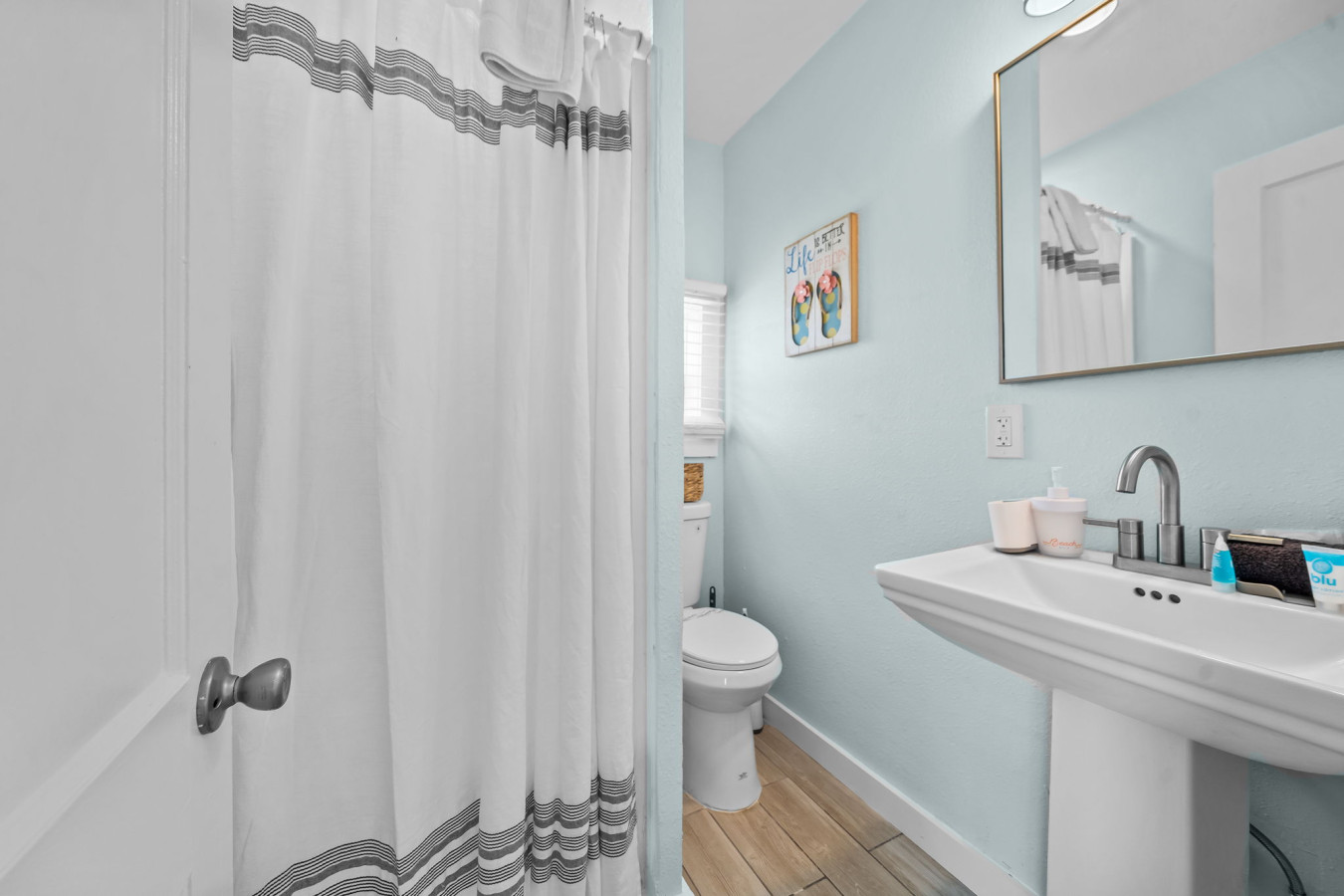 This bathroom offers a place to relax after a long day
