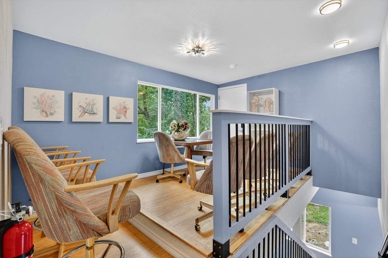 The upstairs game room (seats 9) offers yet another space for fun
