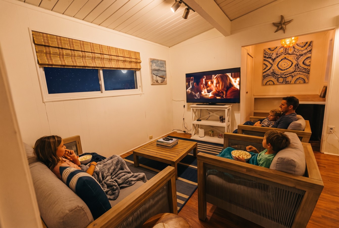 Curl up with a good book in the inviting living room