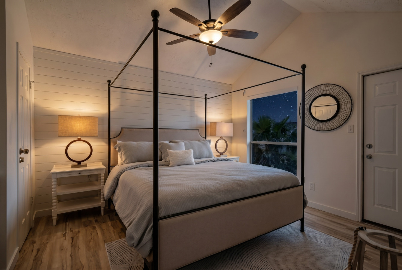 This bedroom has a king sized bed