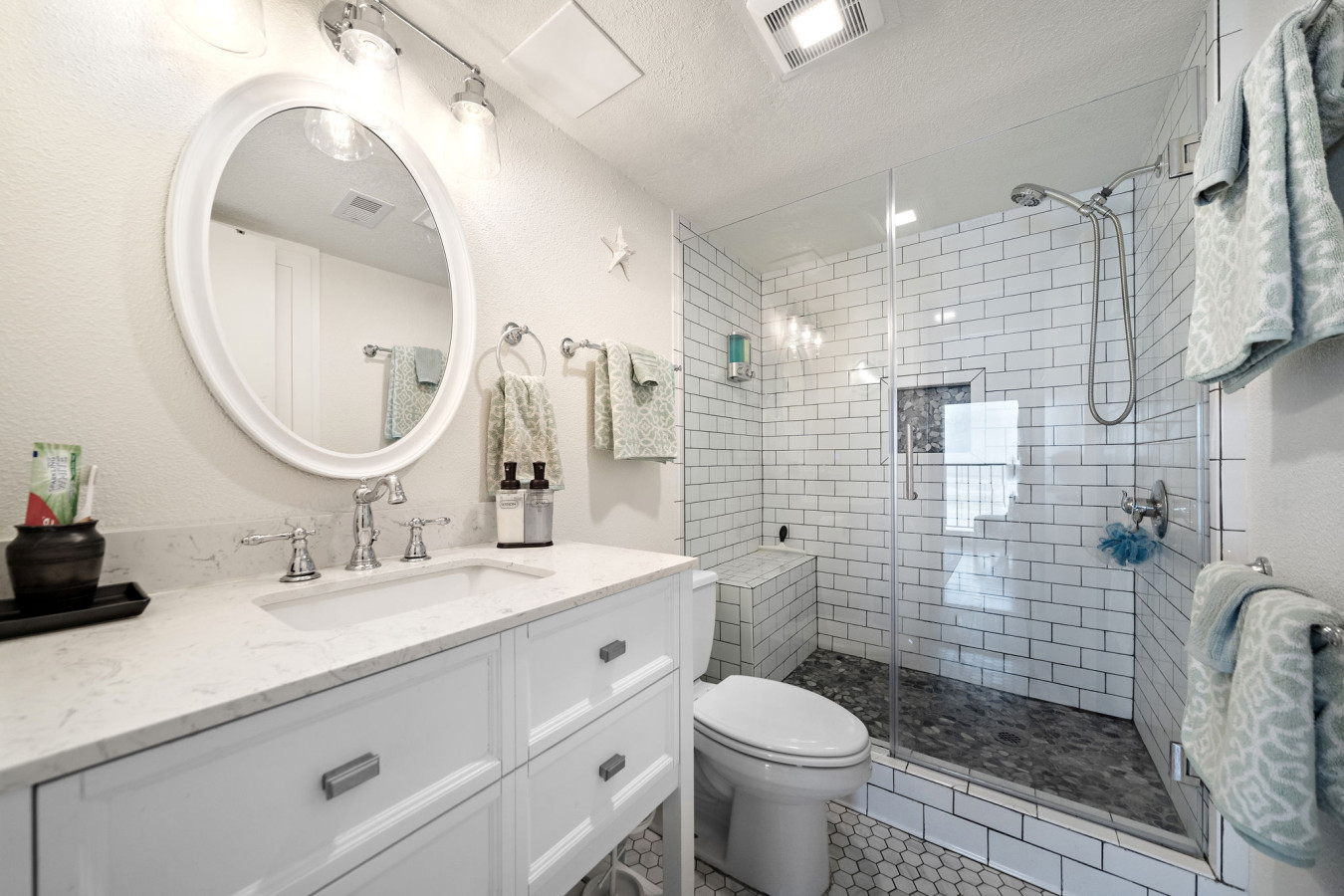 This bathroom offers a place to relax after a long day