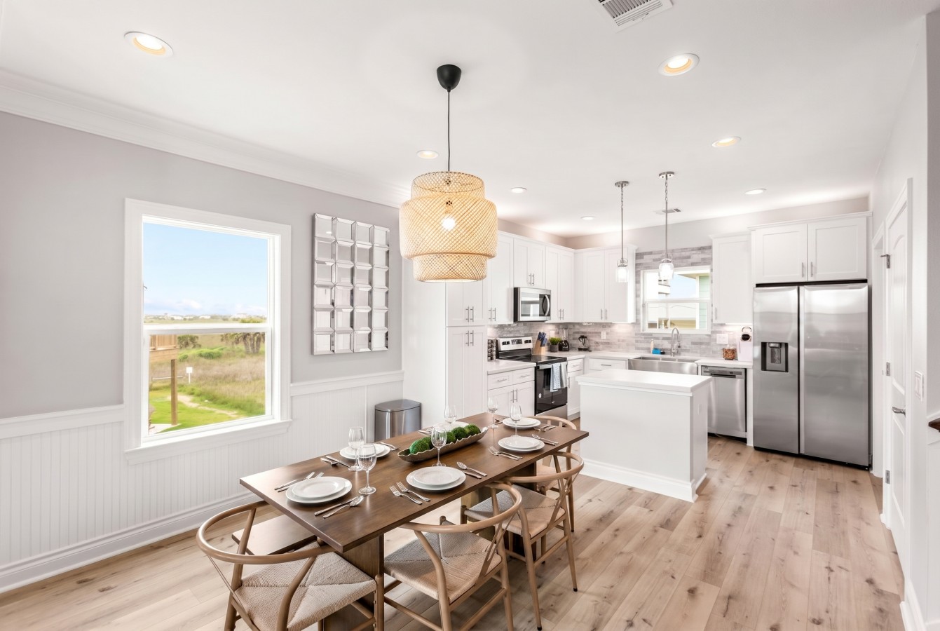 This dining area is located next to the kitchen