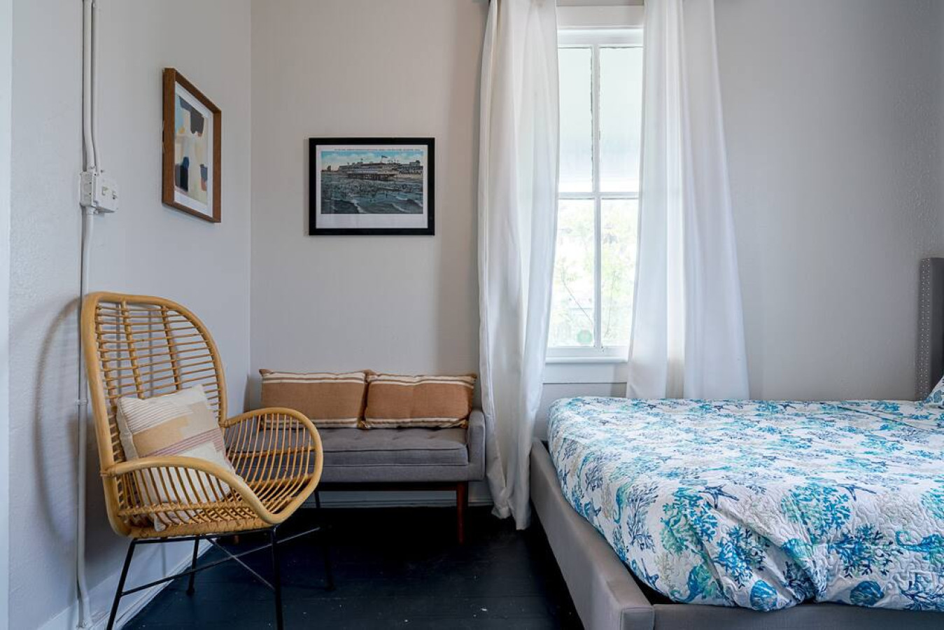 This bedroom has a king sized bed