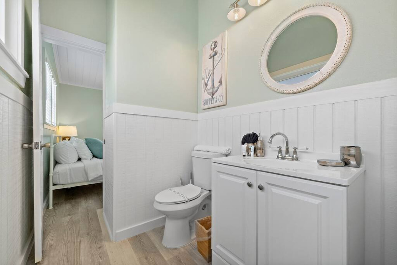 This bathroom is connected to a single bedroom
