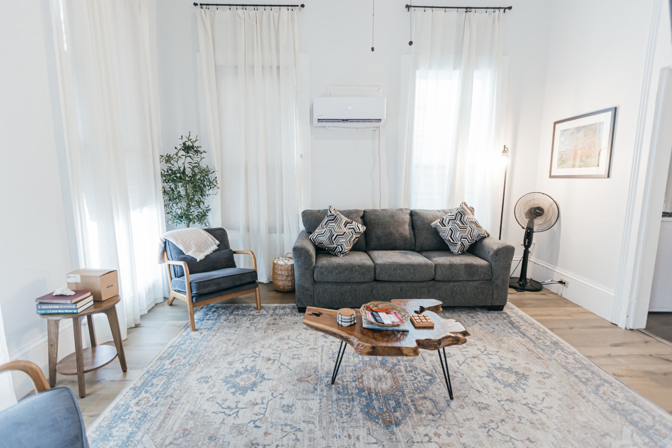 Curl up with a good book in this inviting living room