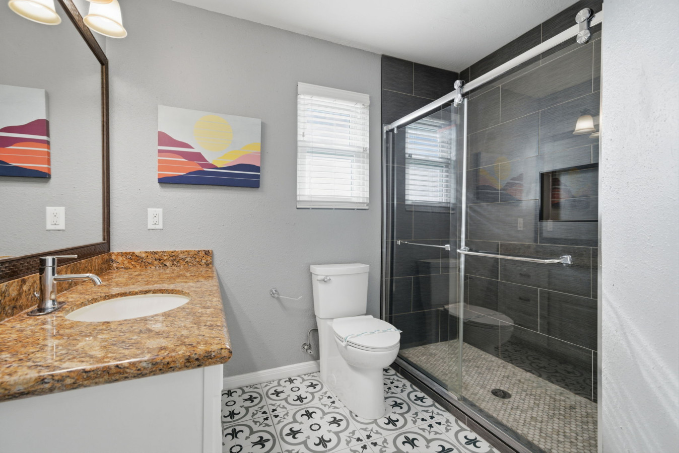 A stylish bathroom designed for comfort and convenience