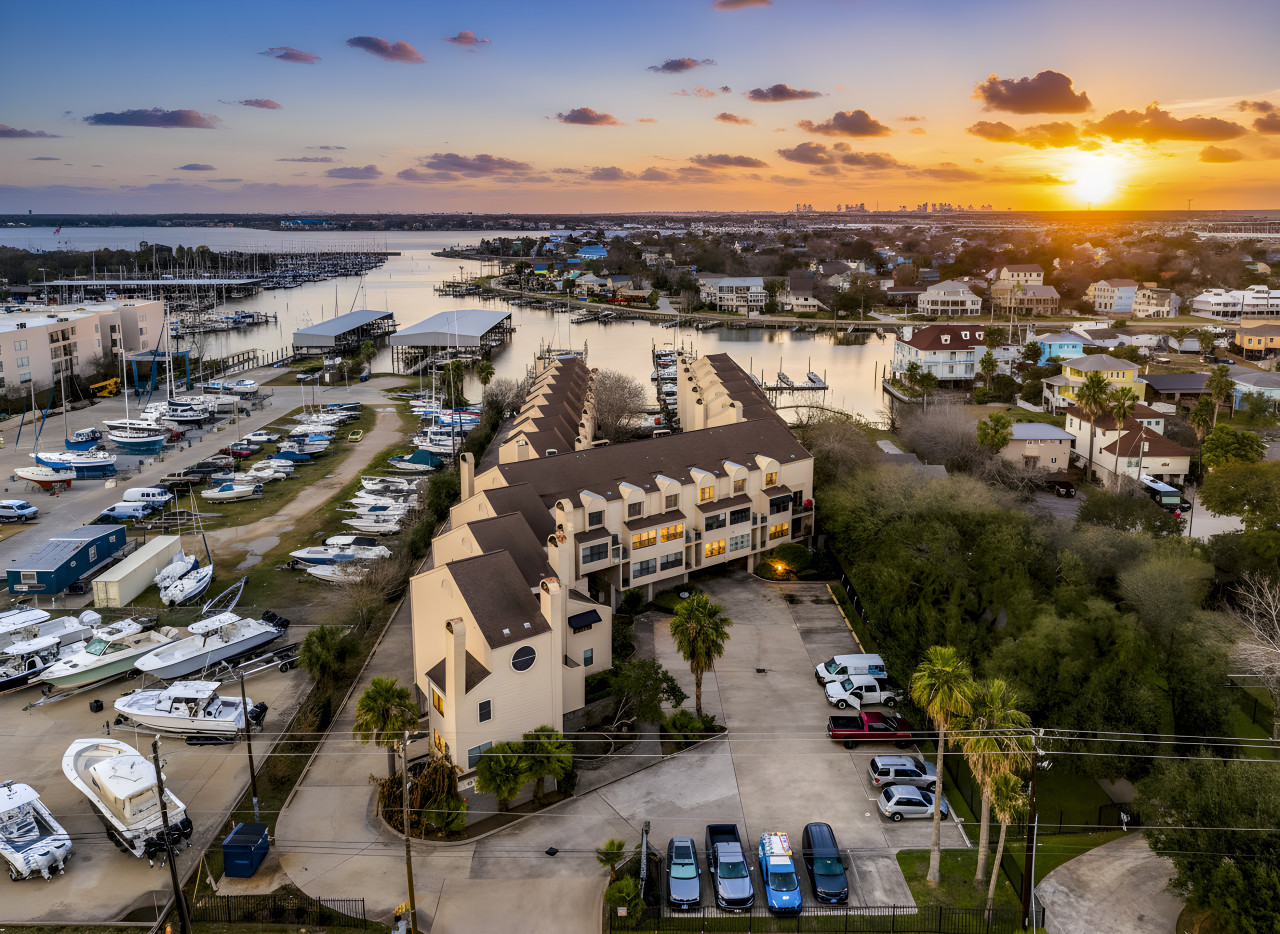 Stunning sunset views over the marina and waterways