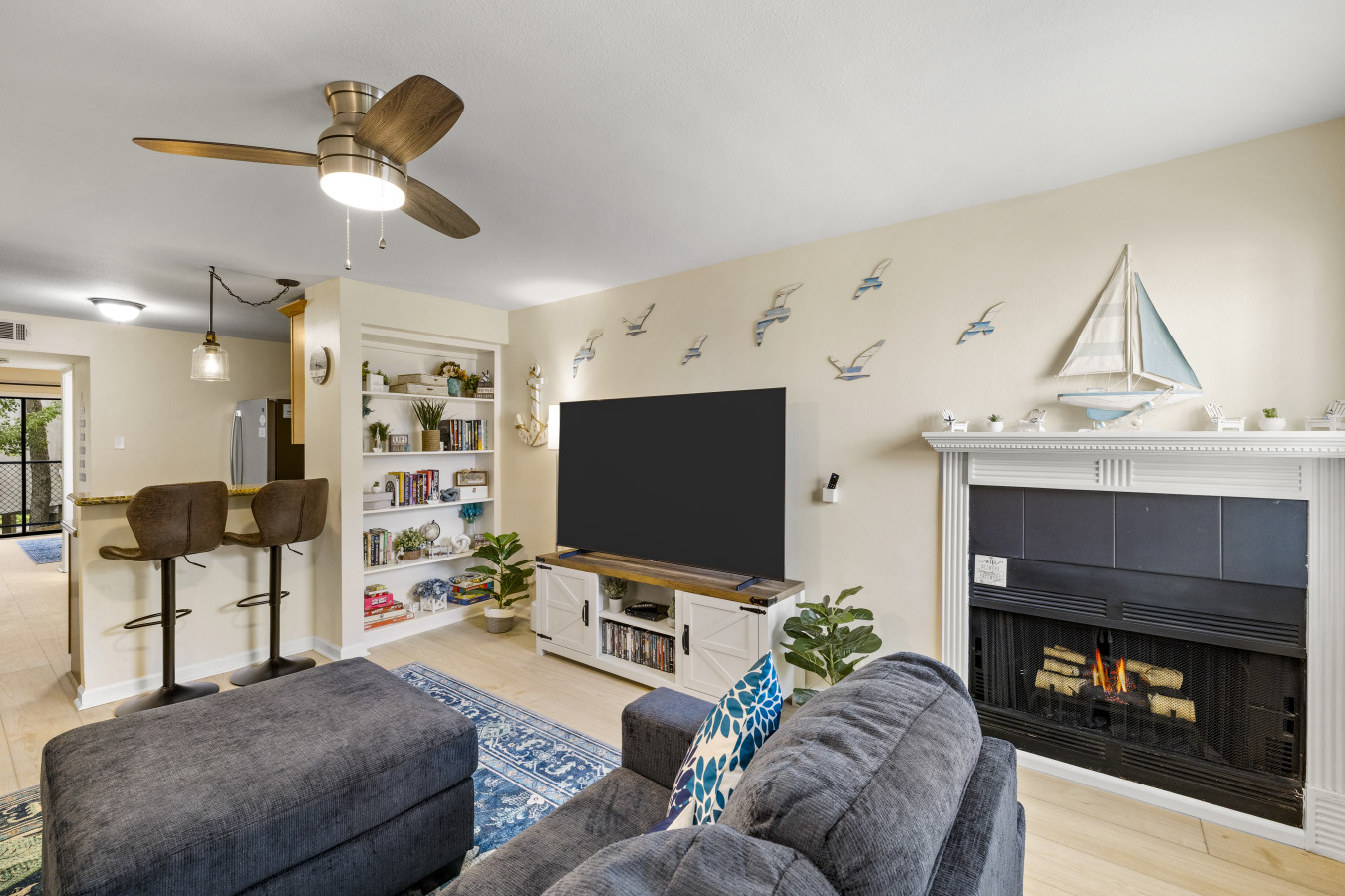 Spacious living area designed for relaxing after beach days