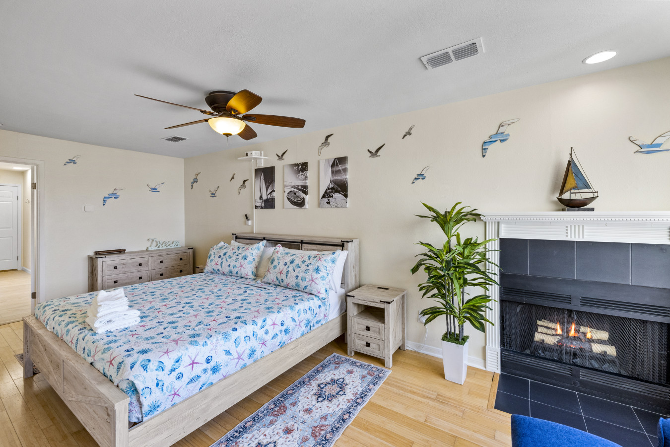 This bedroom has a king-sized bed