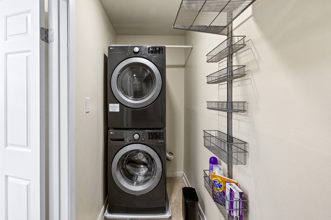 Dedicated laundry closet with storage