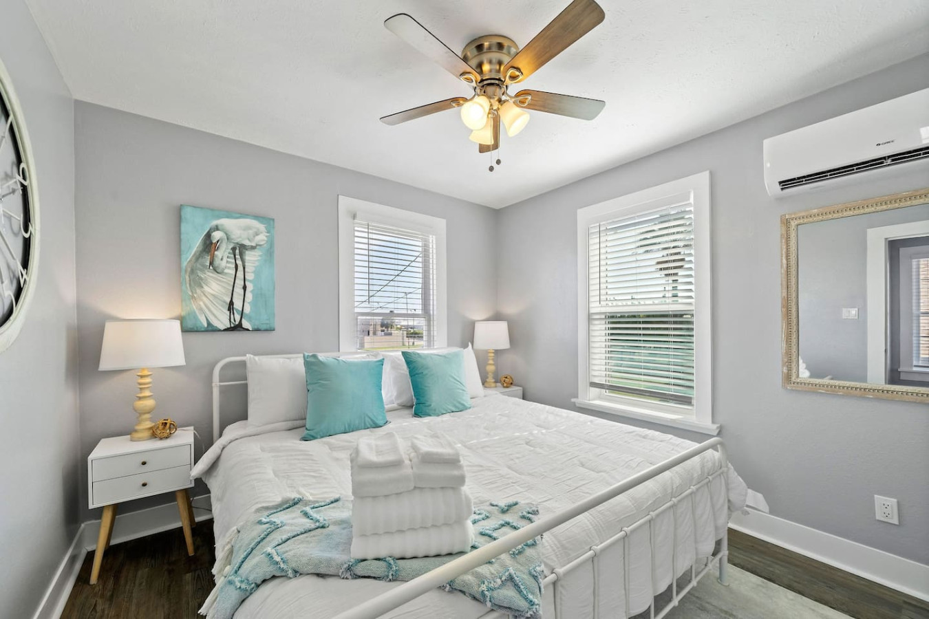 This bedroom has a king sized bed