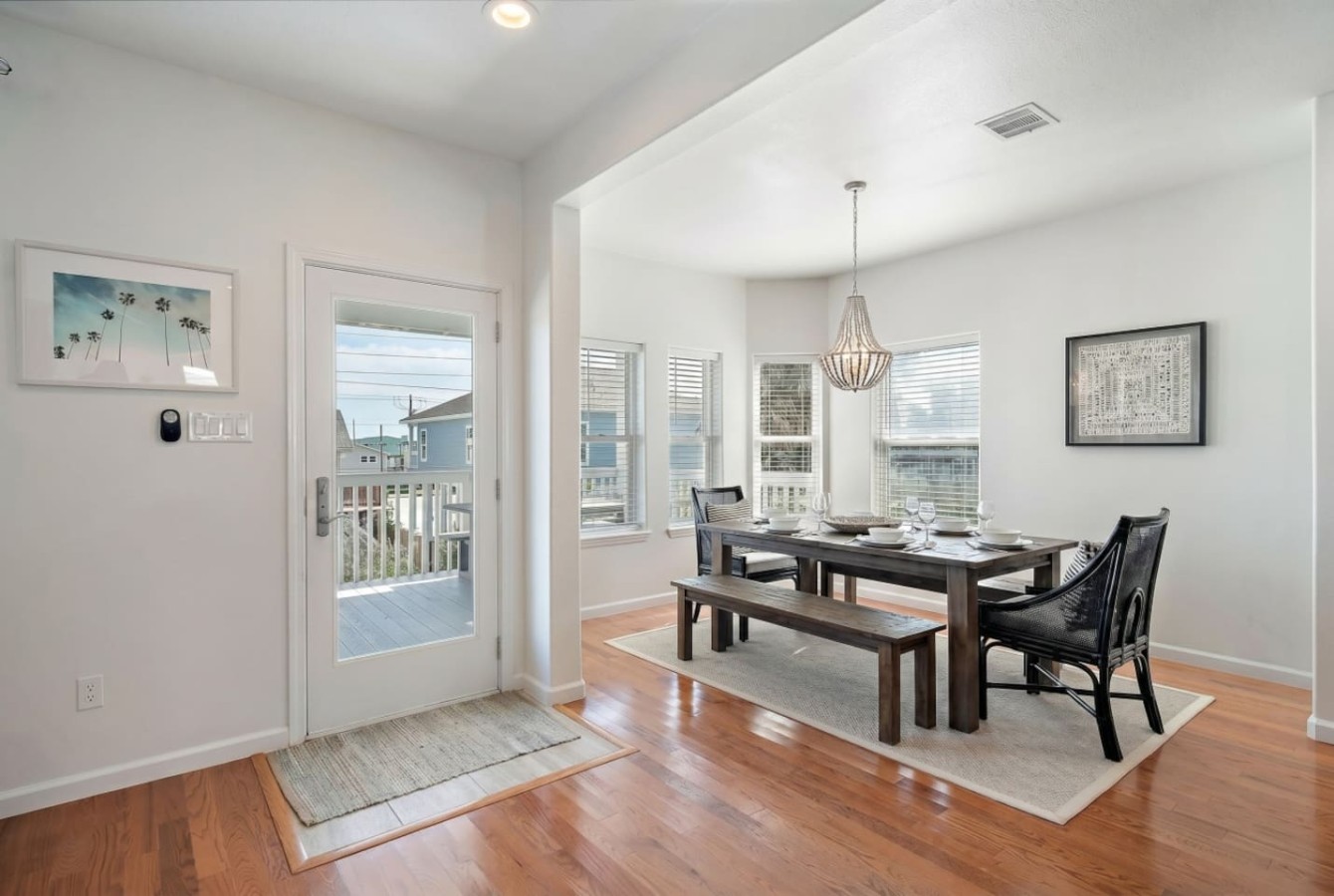 This dining area is located next to the kitchen