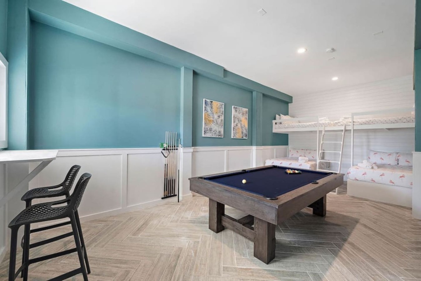 Enjoy this game room with a variety of games