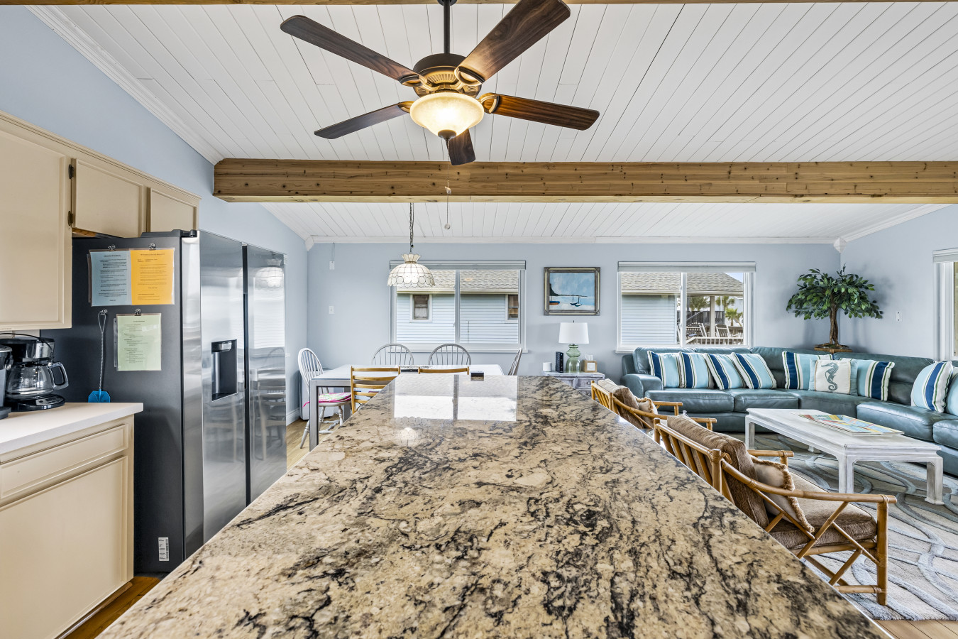 Gather around the island for casual meals and conversation