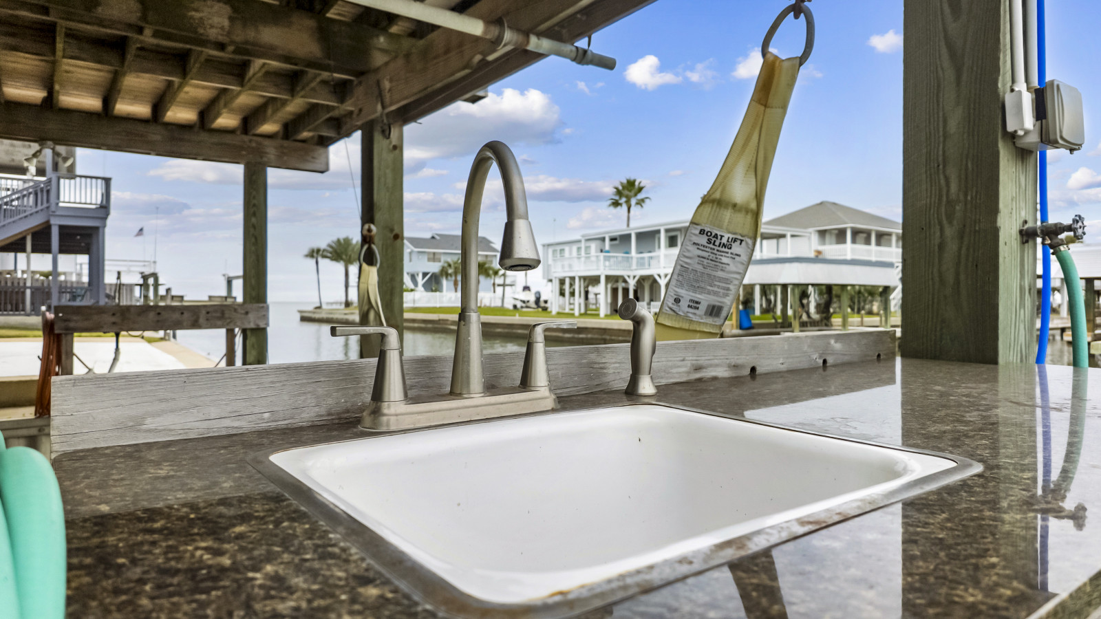 Clean your catch or rinse off with this convenient dockside sink
