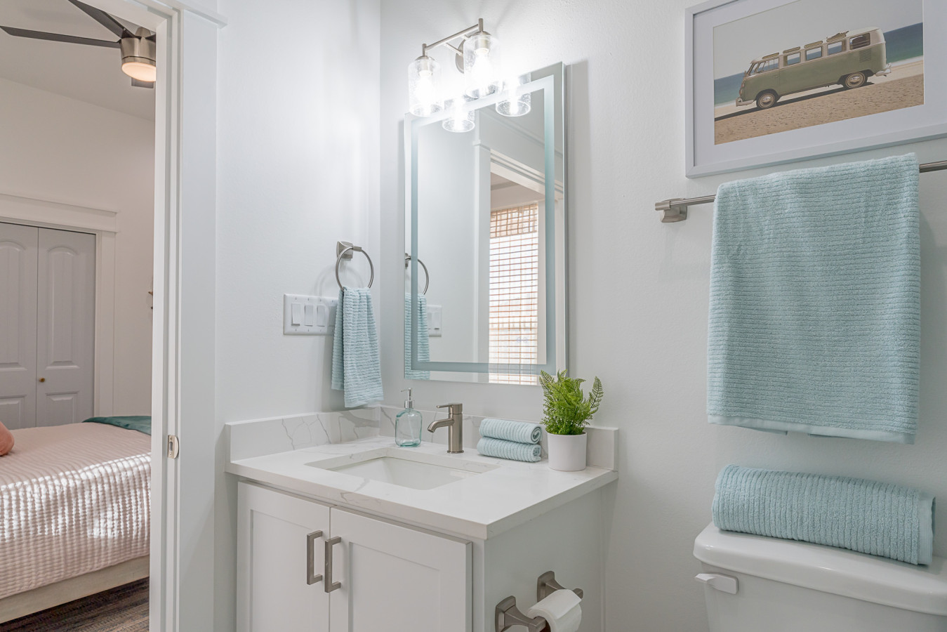 Refresh and rejuvenate in this bright bathroom