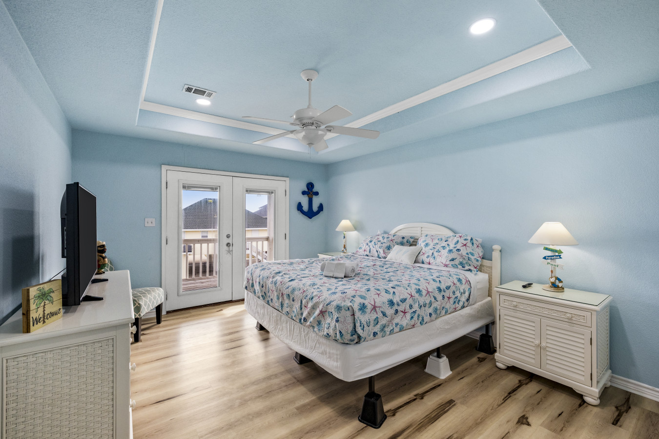 This bedroom has a king-sized bed