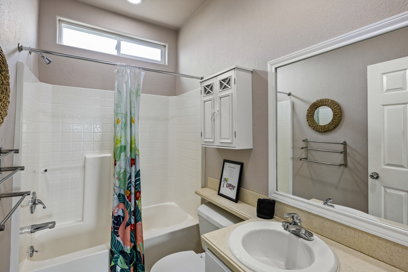 Refresh and rejuvenate in this bright bathroom