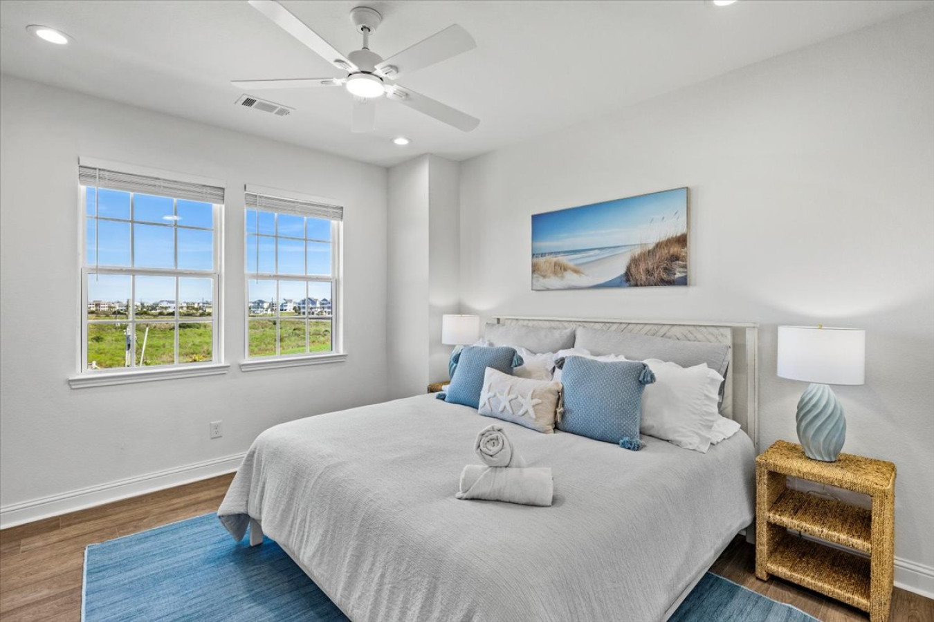 This bedroom has a king-sized bed