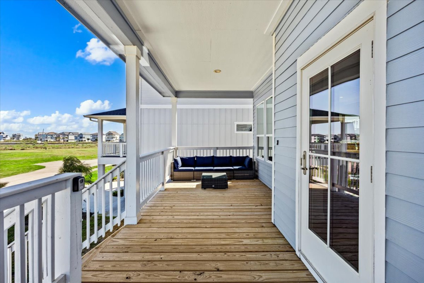 Relax on the spacious covered balcony