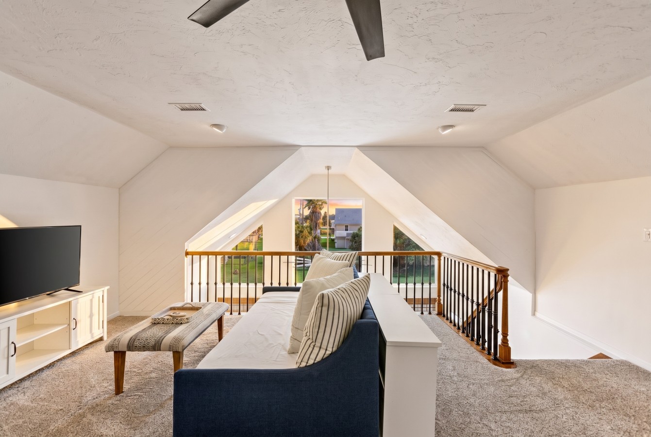 Bright upstairs loft overlooking the main living space