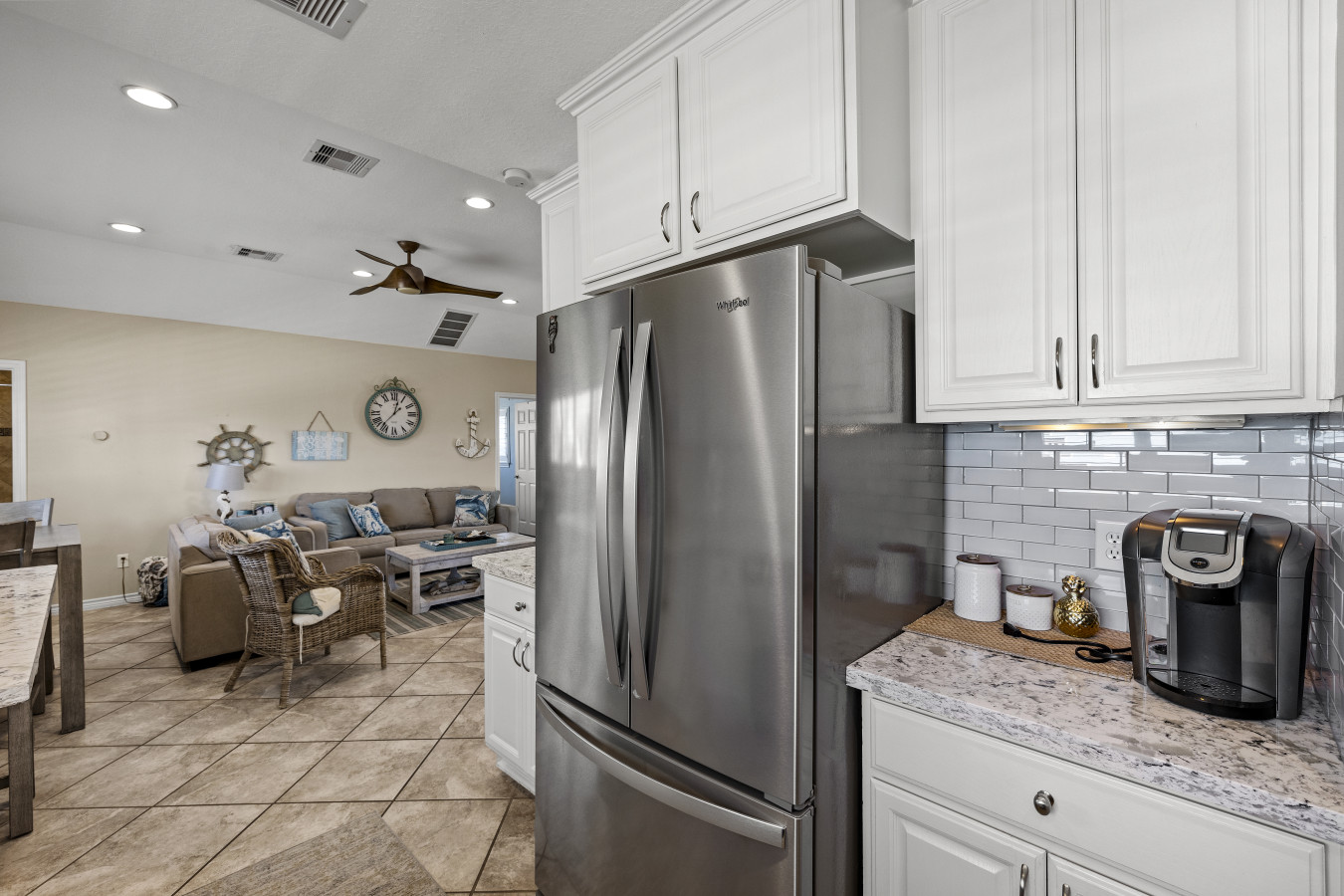 Enjoy easy flow between cooking, dining, and relaxing areas