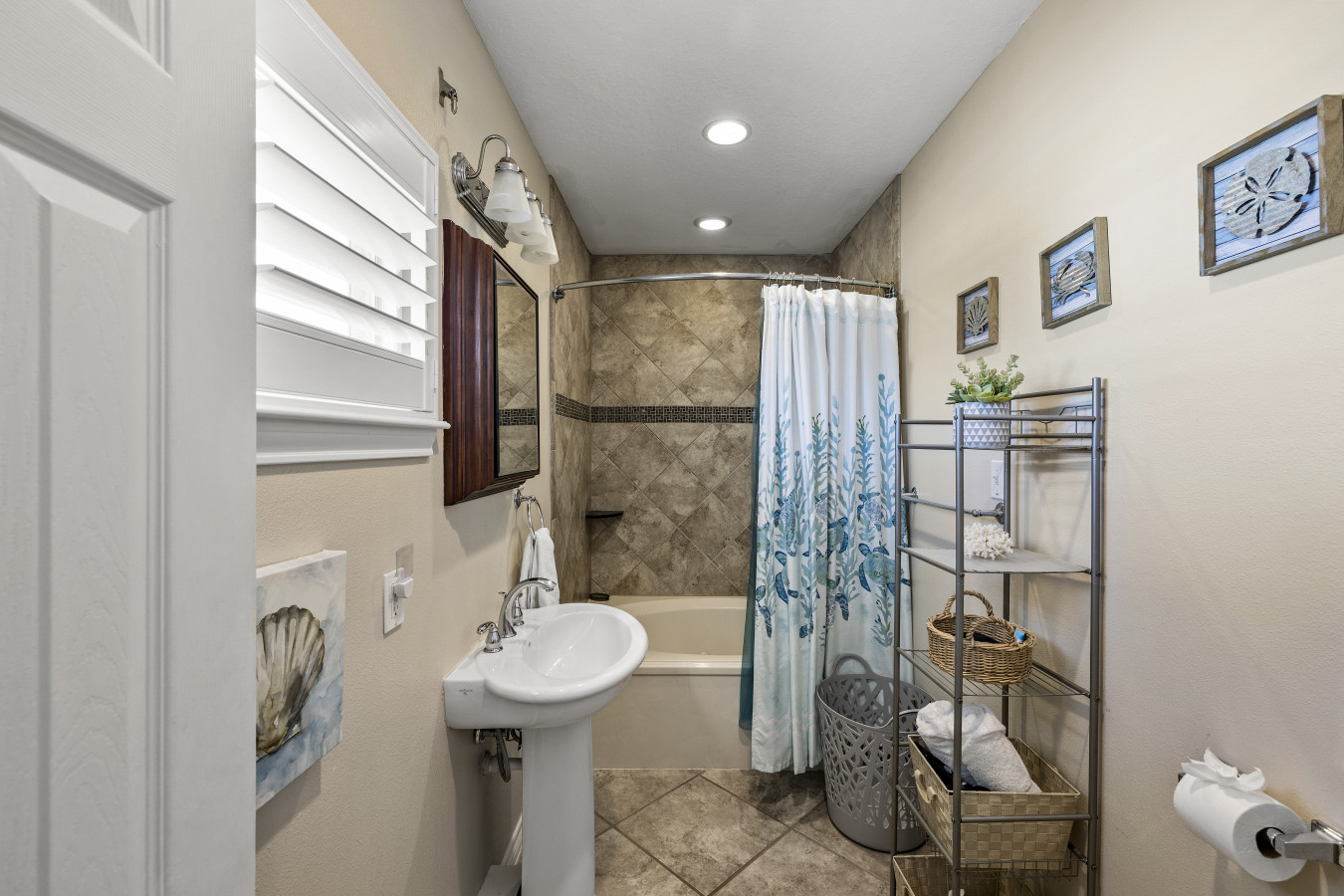 Enjoy the convenience of a full bath with plenty of space