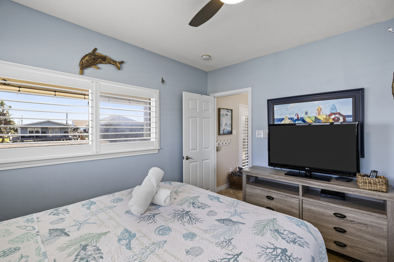 Unwind with your favorite shows in this cozy retreat