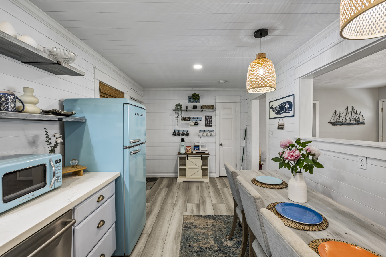 Another angle of the kitchen workspace