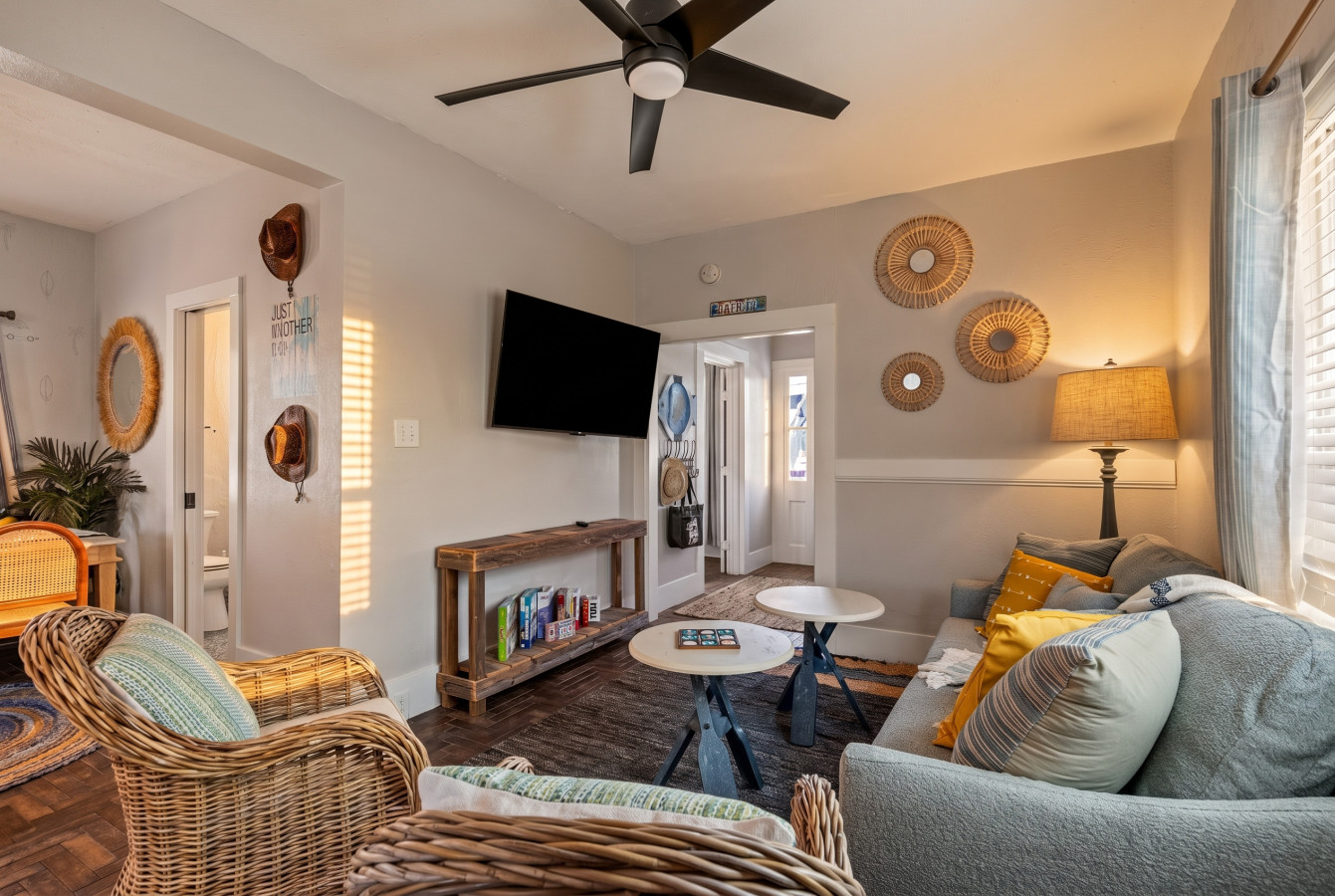 Curl up with a good book in the inviting living room