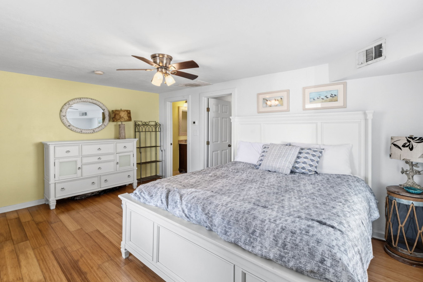 This bedroom has a king-sized bed