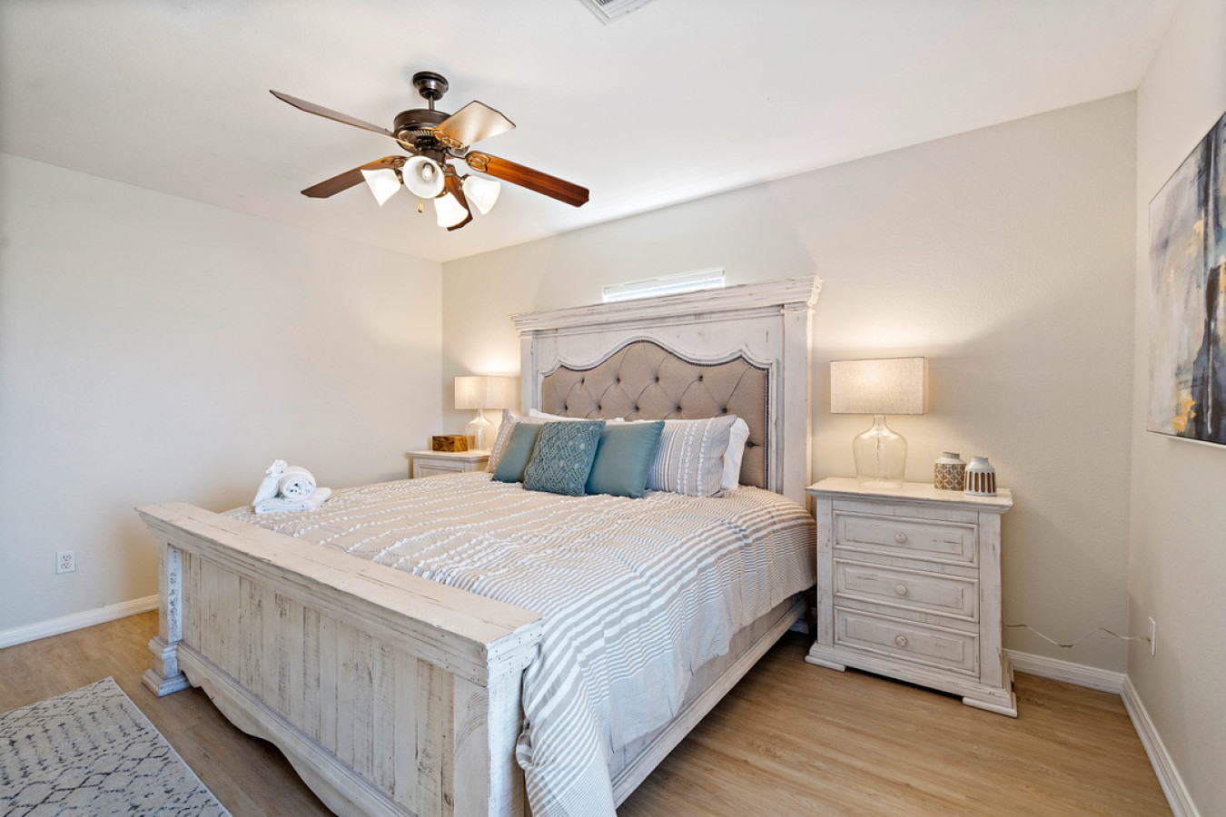 This bedroom has a king-sized bed