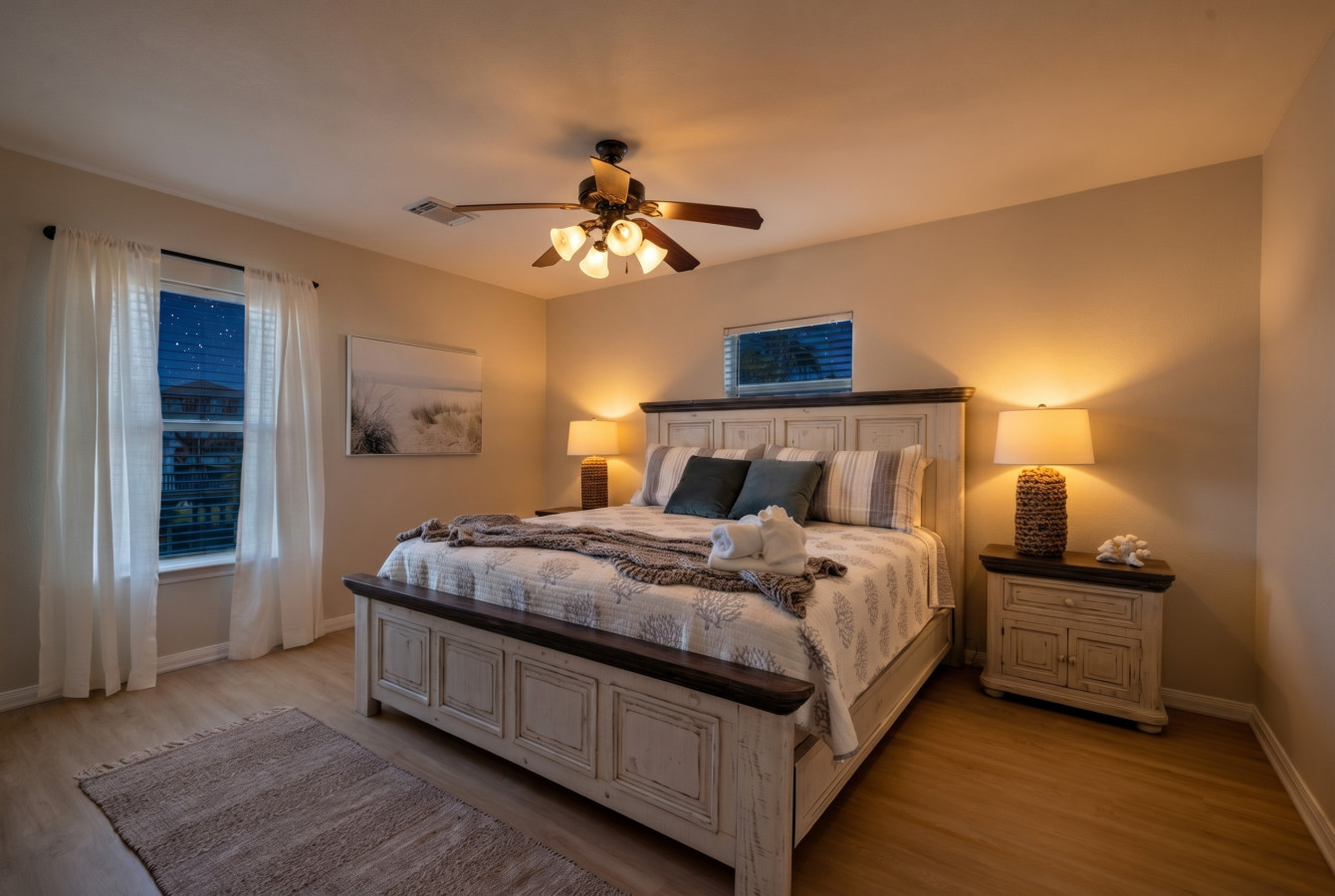 This bedroom has a king-sized bed