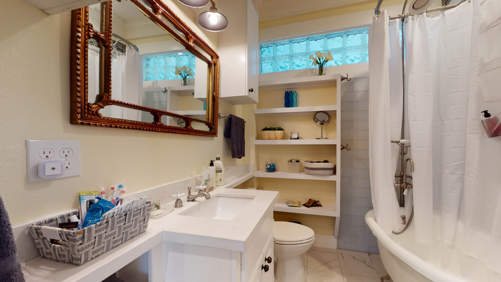 Refresh and rejuvenate in this bright bathroom