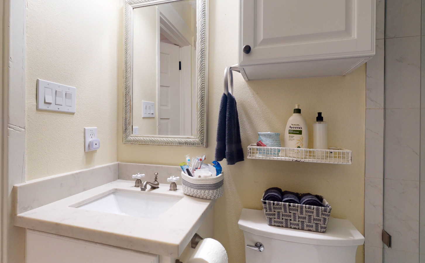 This bathroom offers a place to relax after a long day