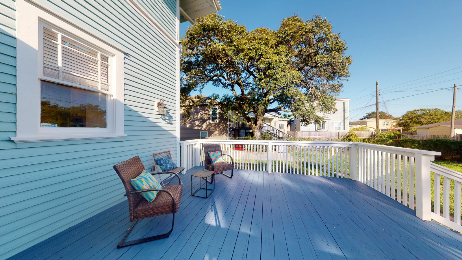 Sip your morning coffee under the shade of the oaks