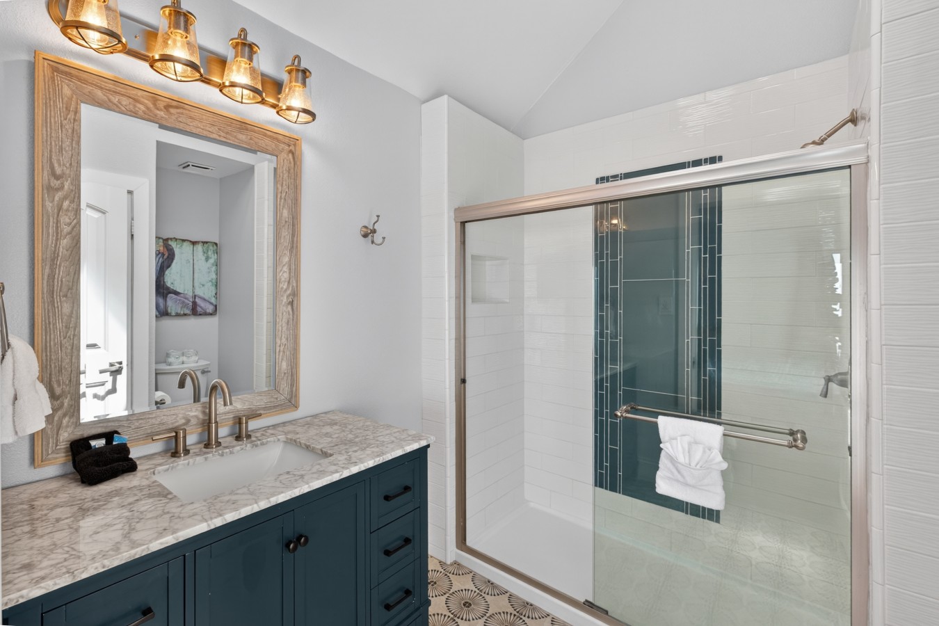 Rinse off & recharge in this beautifully appointed bathroom