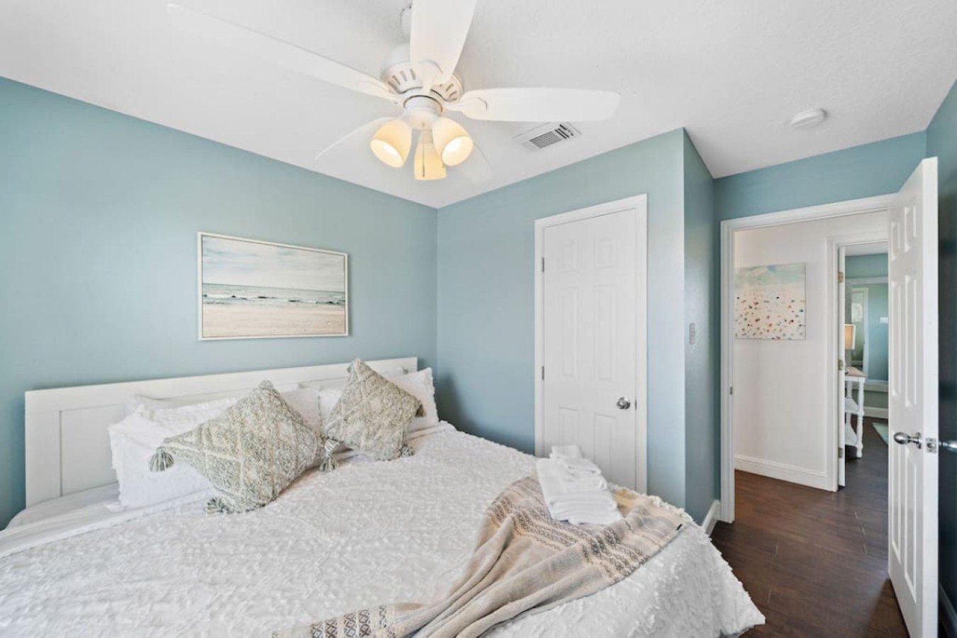 This bedroom has a king sized bed