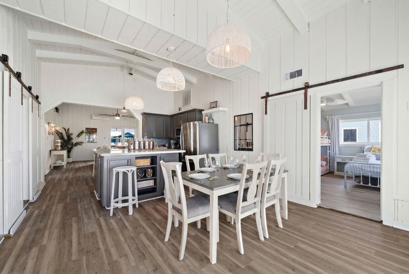 This dining area is located off the kitchen