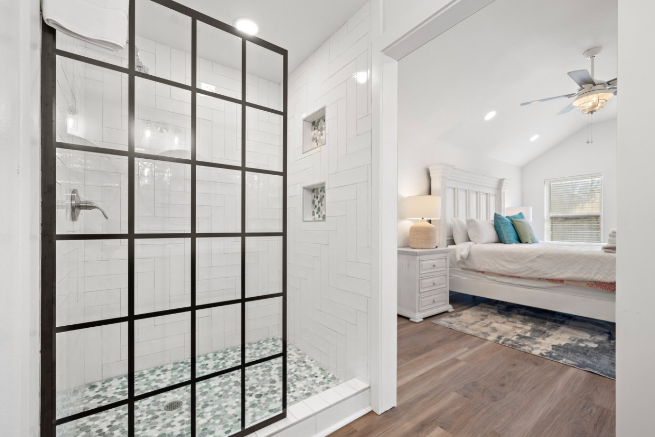This bathroom is connected to a single bedroom