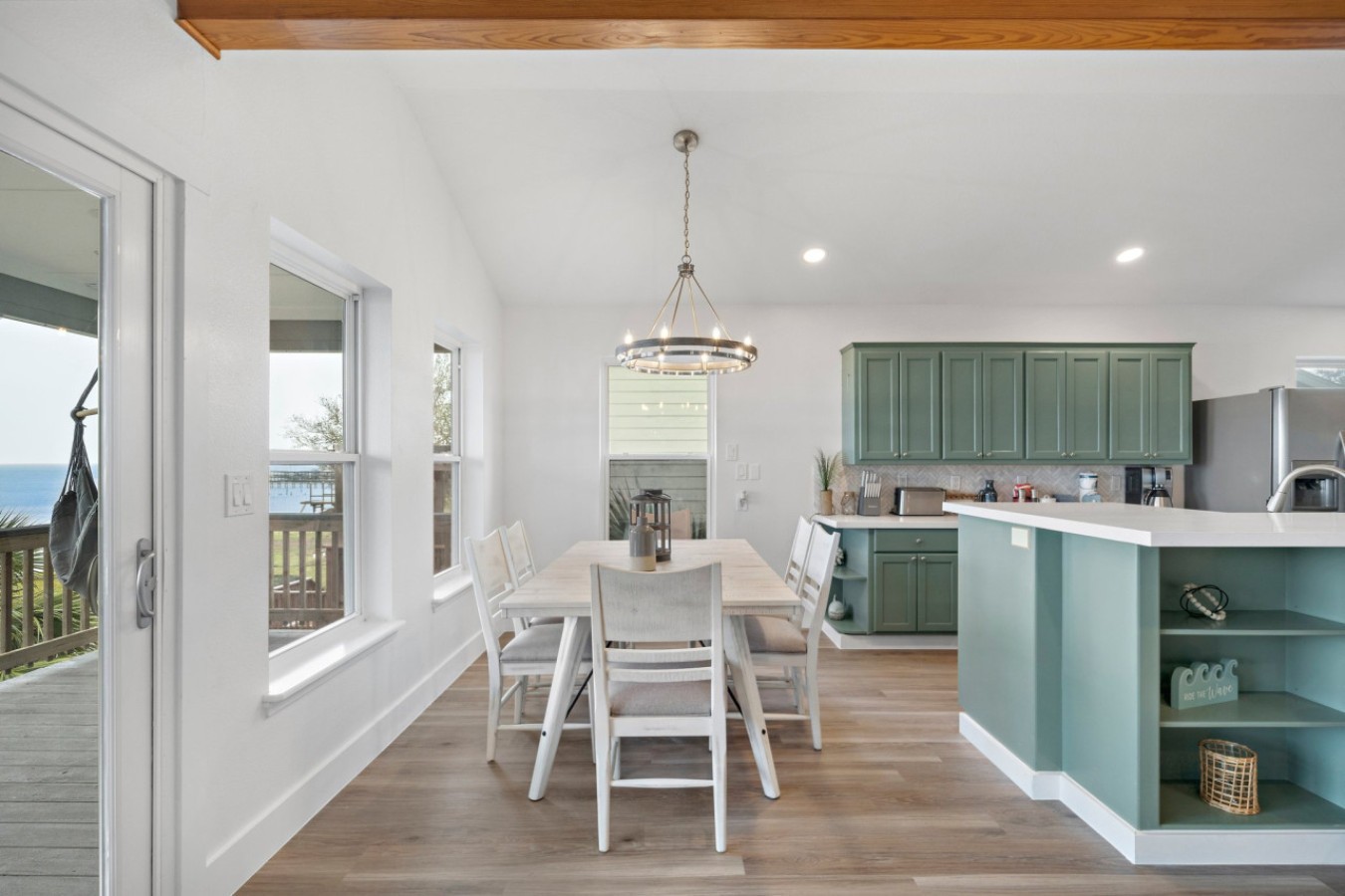 This dining area is located off the kitchen