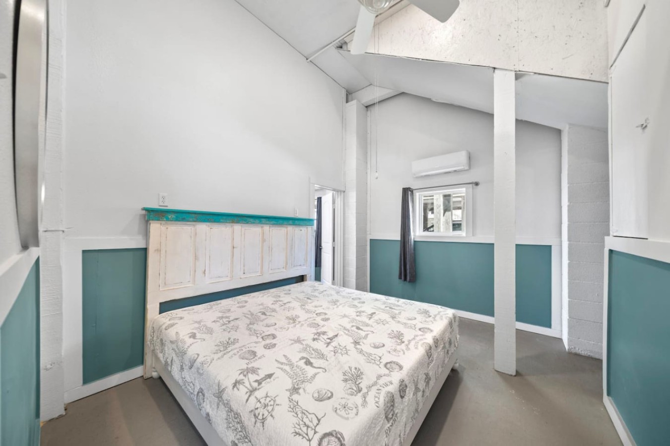 This bedroom has a king sized bed