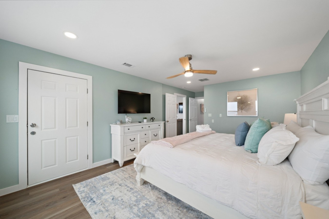 This bedroom has a king-sized bed