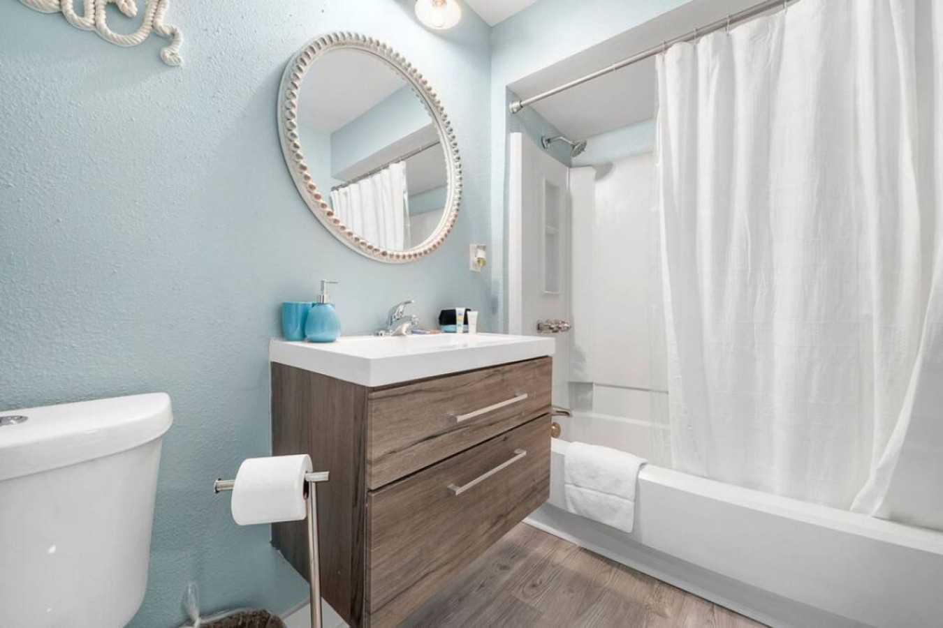 This bathroom is shared by several bedrooms