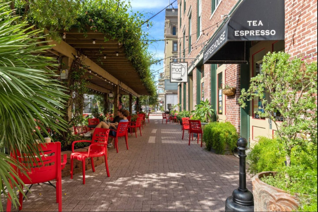 The Mod Coffeehouse on Post Office St is a local-favorite spot for a latte