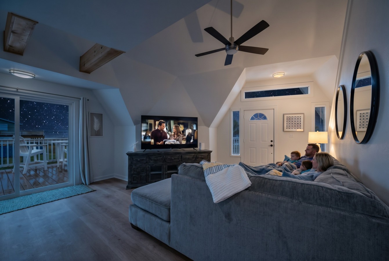 Curl up with a good book in the inviting living room