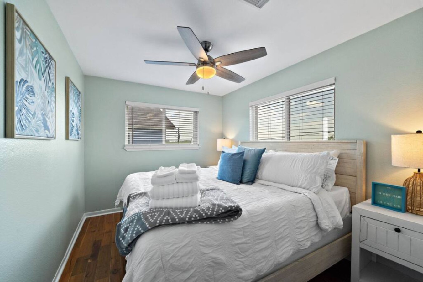 This bedroom has king size bed